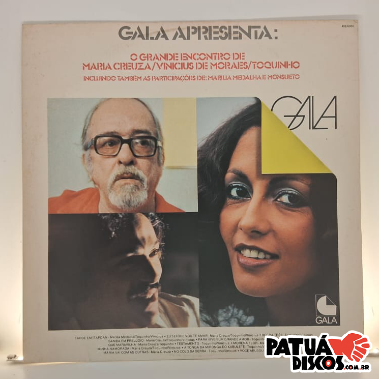 Maria Creuza/Vinicius De Moraes/Toquinho - Gala 79 Apresenta: O Grande Encontro De Maria Creuza / Vinicius De Moraes / Toquinho - LP