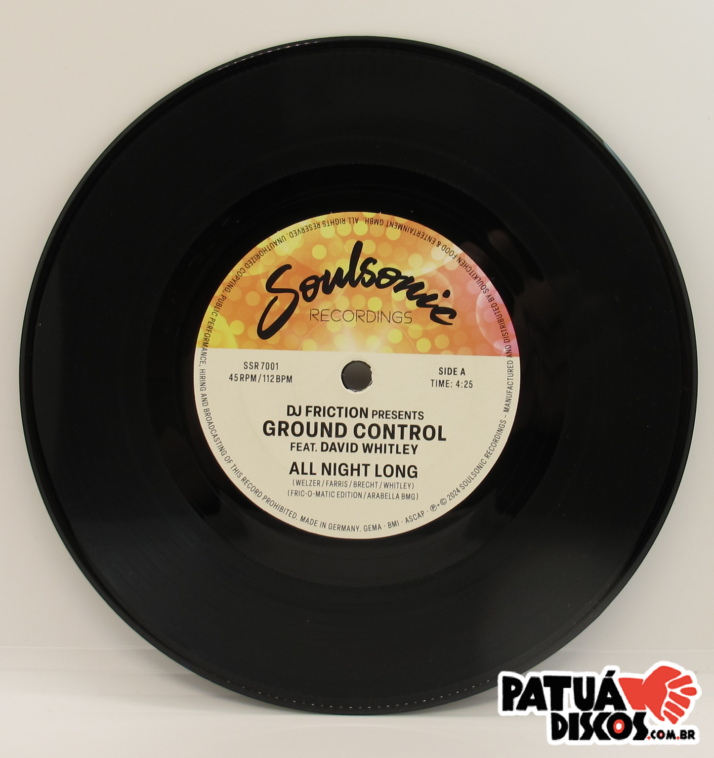 DJ Friction Presents Ground Control Feat. David Whitley Feat. Sin2 - All Night Long / Funkin' On The One - 7"