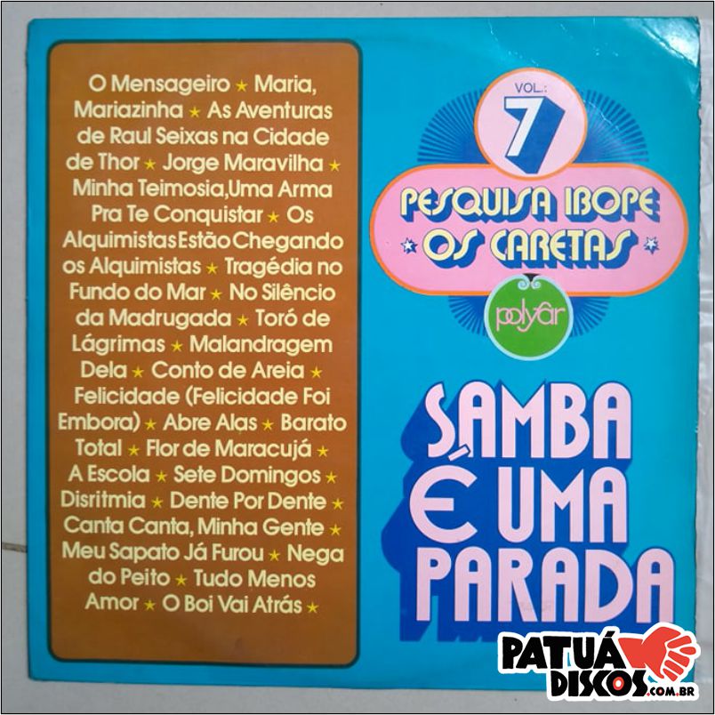 Os Caretas - Samba é uma Parada - Vol. 7 - LP